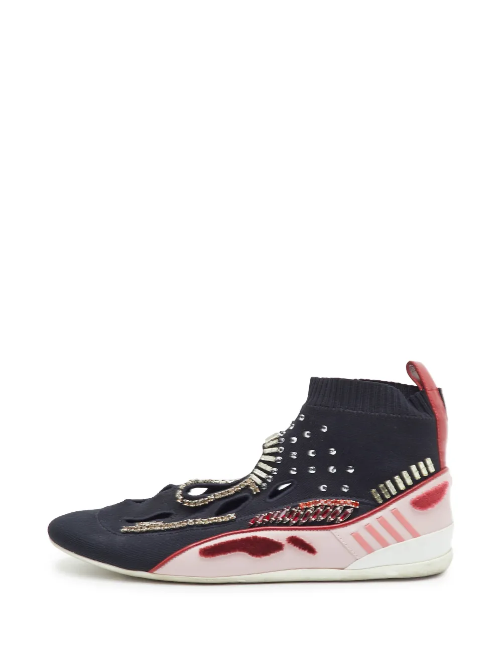 Valentino Garavani Pre-Owned crystal-embellished slip-on sneakers - Nero