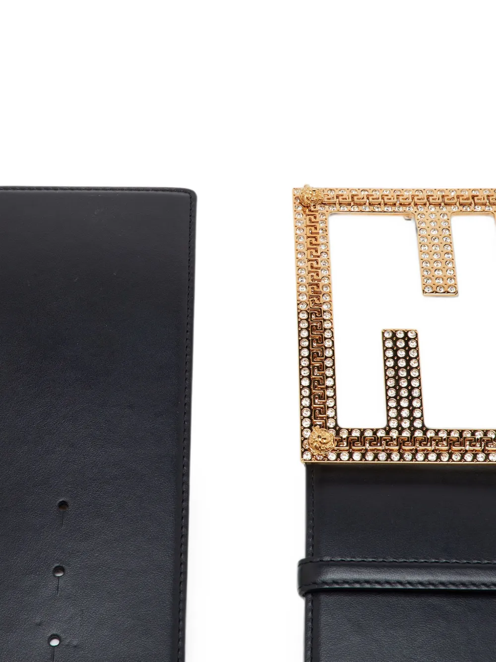 Fendi Pre-owned Fendace Crystal-embellished Wide Belt in Black, view 3