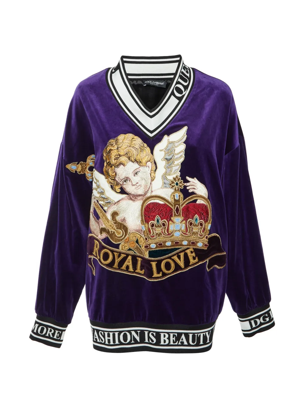Pre-owned Dolce & Gabbana Royal Love-embroidered Sweater In Purple