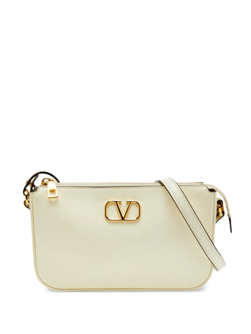 Valentino Garavani Pre-Owned VLogo leather shoulder bag - Toni neutri