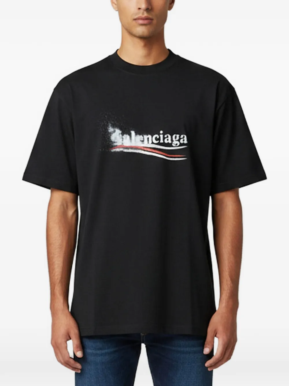 Balenciaga Pre-Owned Political Stencil Logo cotton T-shirt - Nero