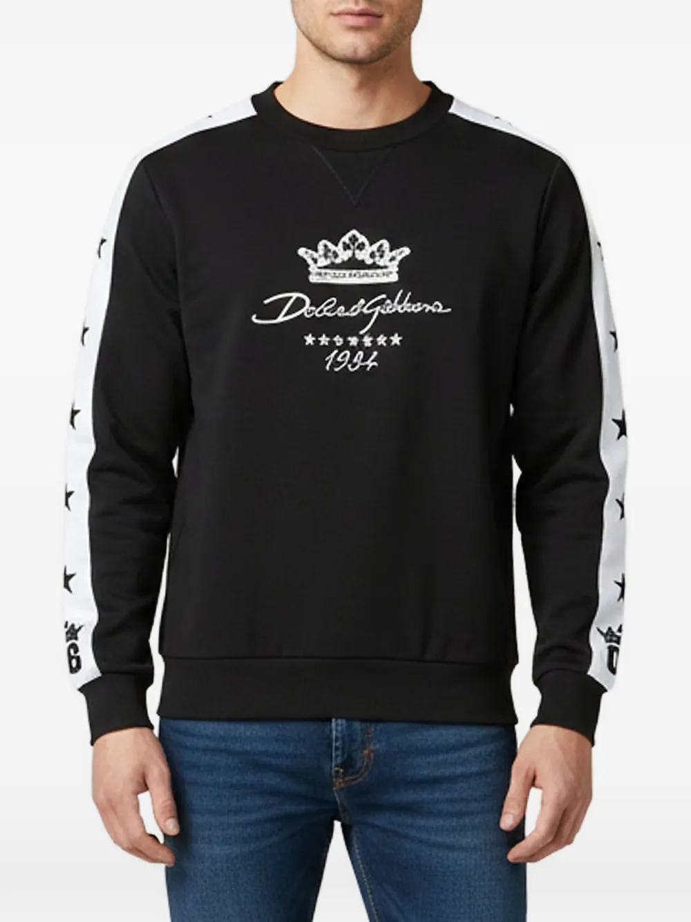 Dolce & Gabbana Pre-Owned embroidered-logo crew-neck cotton sweatshirt - Nero