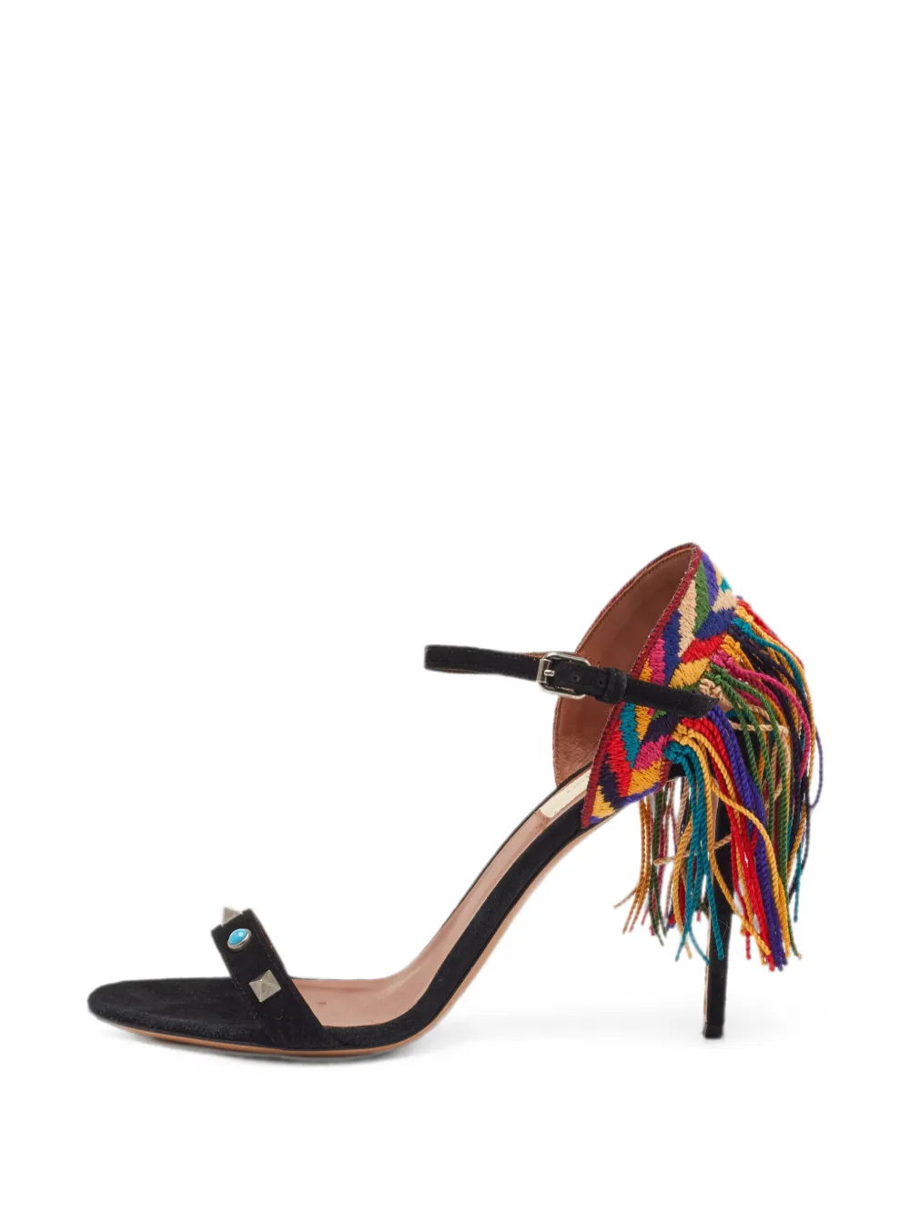 Valentino Garavani Pre-Owned Rolling Rockstud fringe sandals - Nero