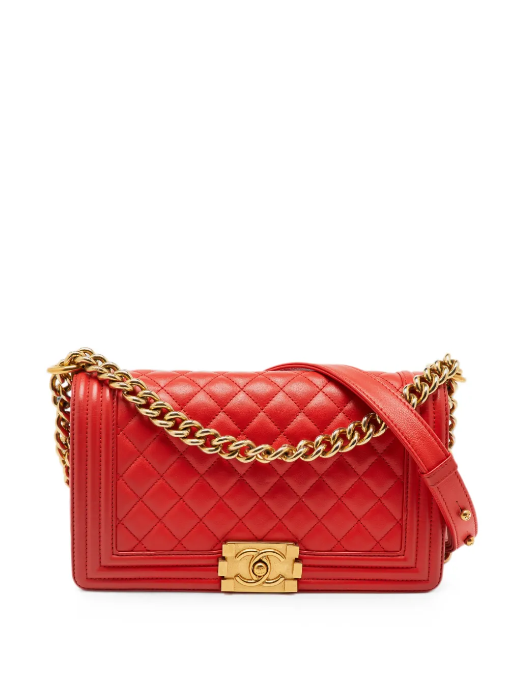 CHANEL Pre-Owned 2017 medium Boy diamond-quilted shoulder bag - Rosso