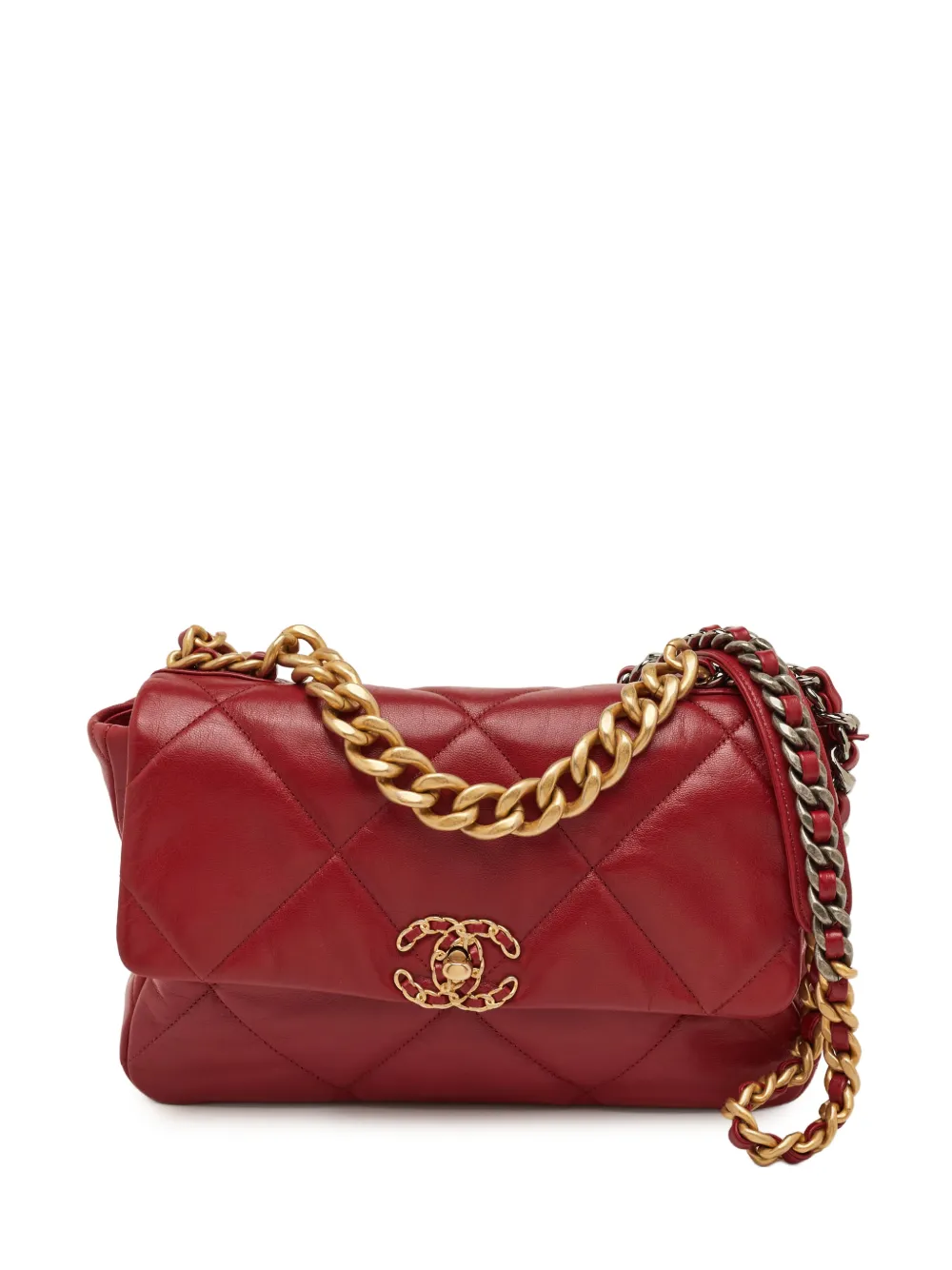 CHANEL Pre-Owned 2020 large Chanel 19 quilted shoulder bag - Rosso