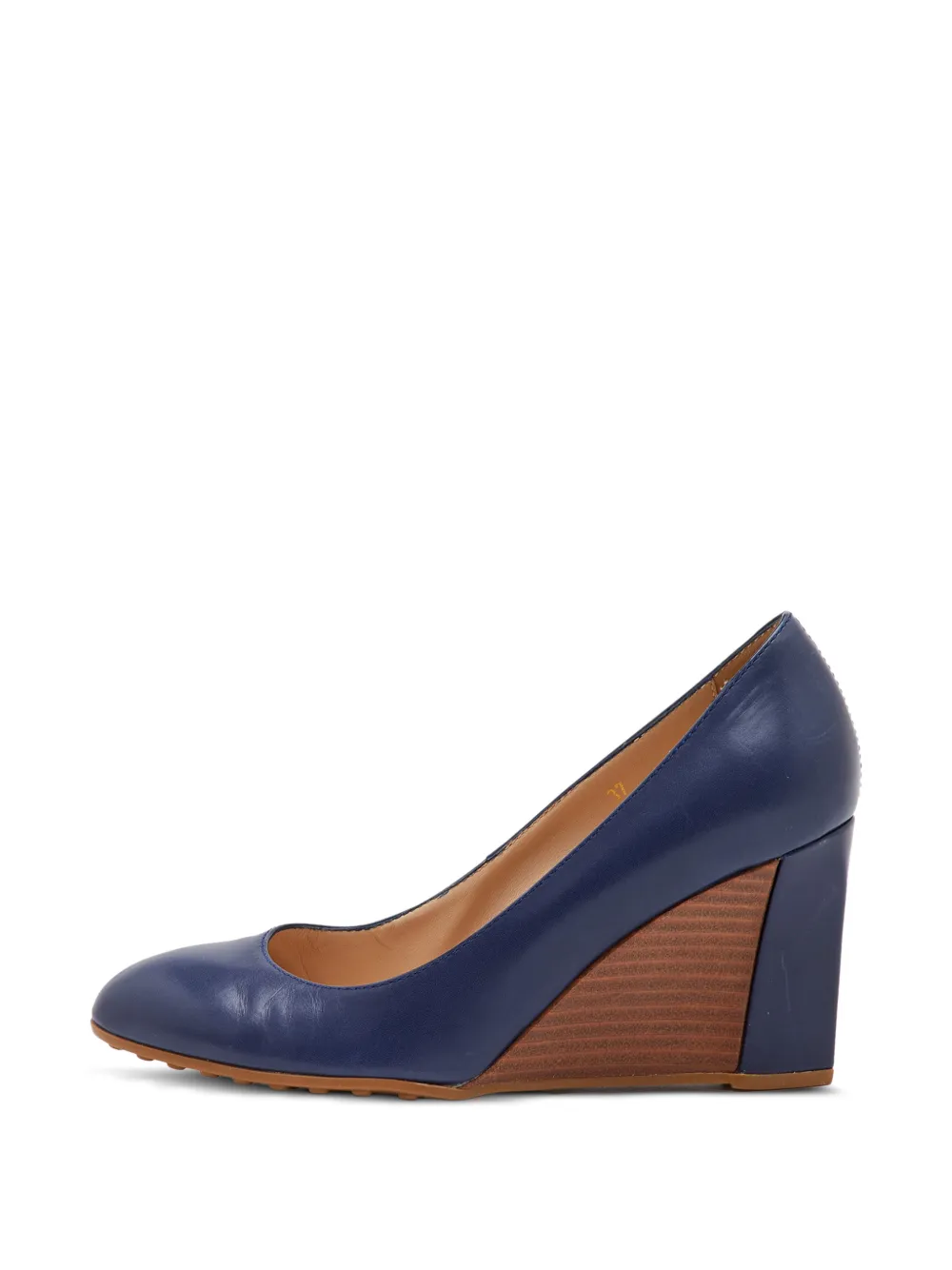 Tod's Vintage blue leather wedge pumps - Blau