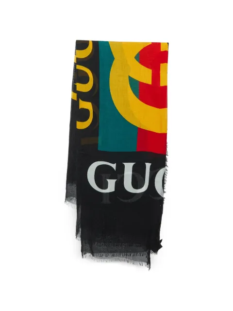 Gucci Pre-Owned logo-print frayed scarf