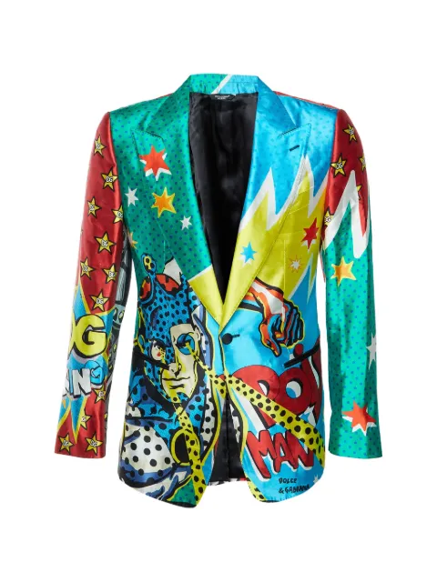 D&G PreOwned single-breasted graphic-print silk blazer