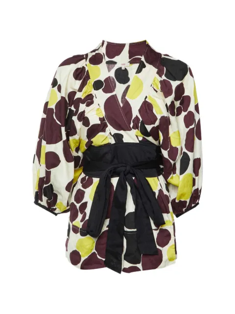 Kenzo Pre-Owned blusa cruzada con estampado abstracto