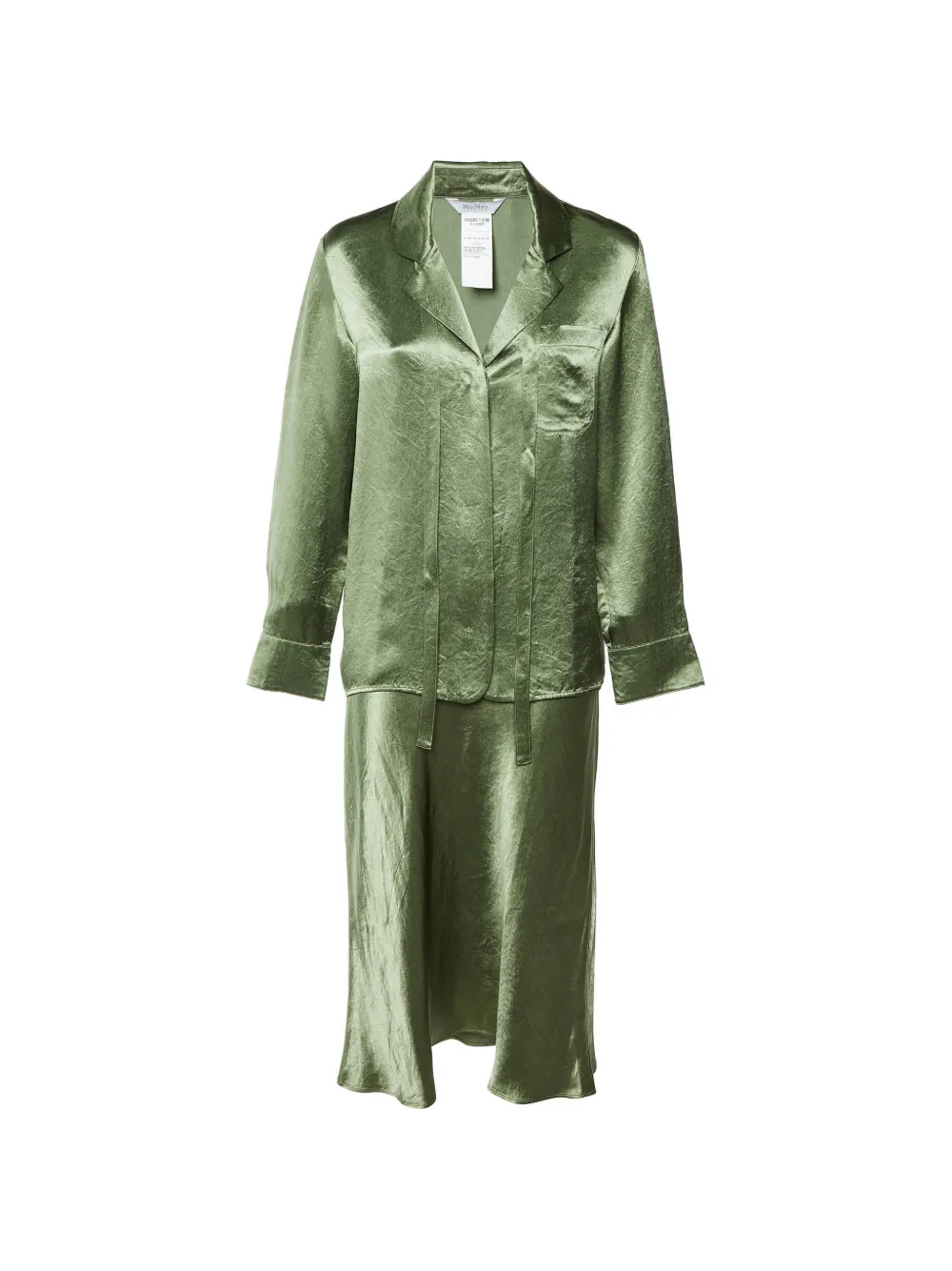 Max Mara Leisure green satin-effect skirt and shirt set - Verde