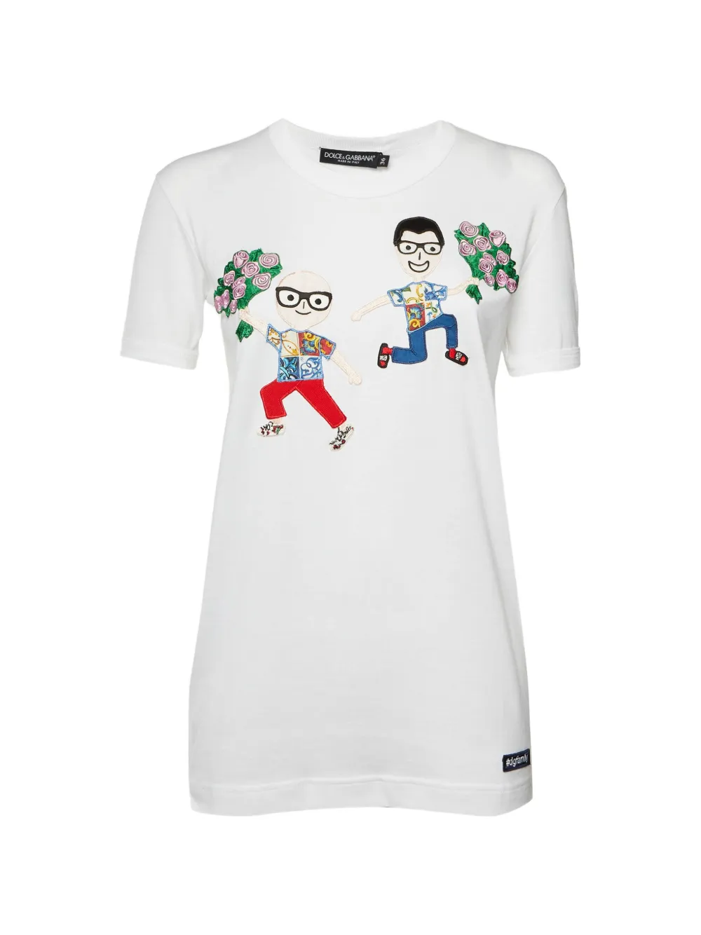Dolce & Gabbana Pre-Owned DG Family Patchwork half-sleeve T-shirt - Bianco