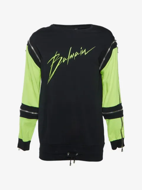 Balmain Pre-Owned logo-print zip-detail top