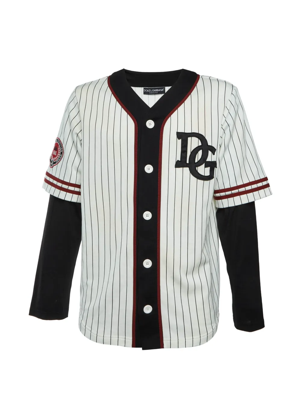 Dolce & Gabbana Pre-Owned layered striped baseball shirt - Bianco