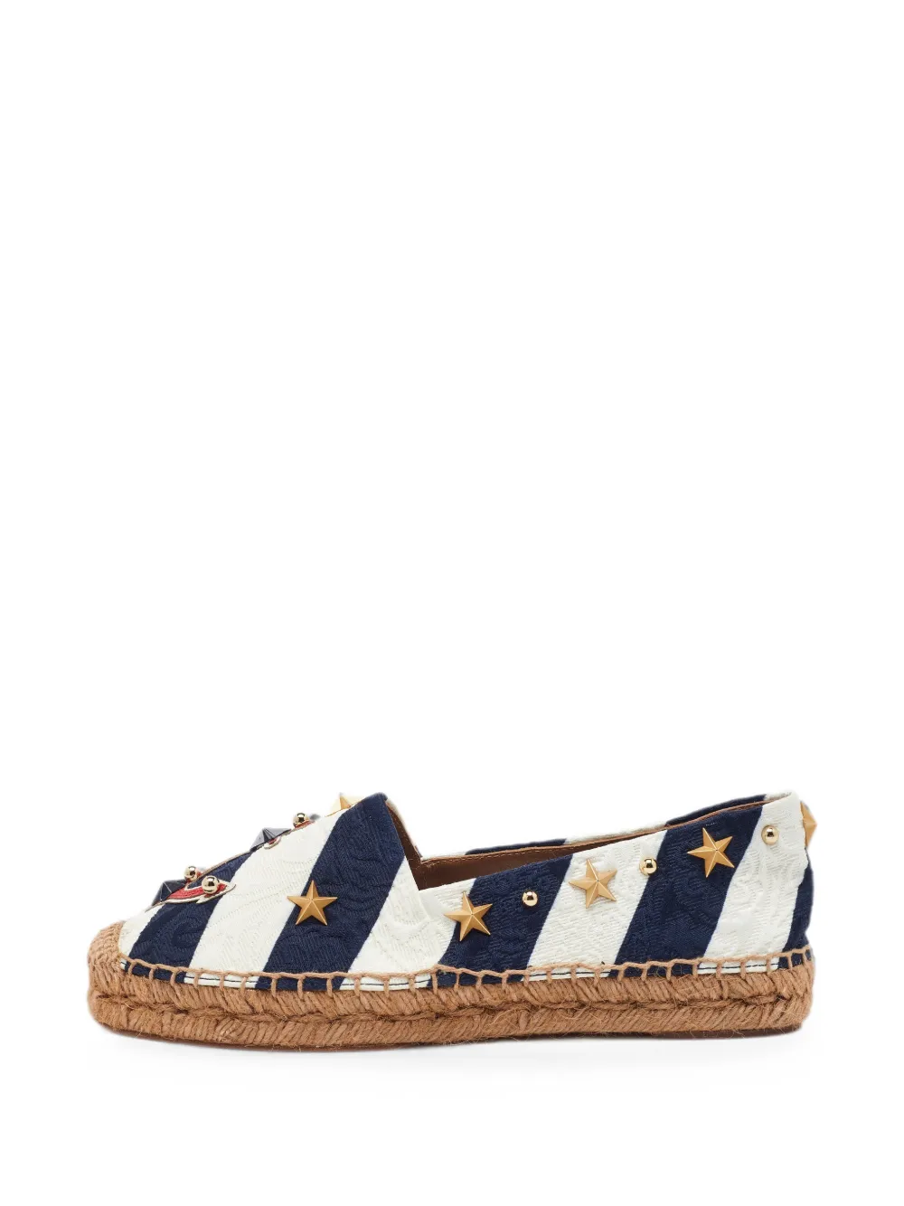 Dolce & Gabbana Pre-Owned striped star-studded espadrilles - Blau