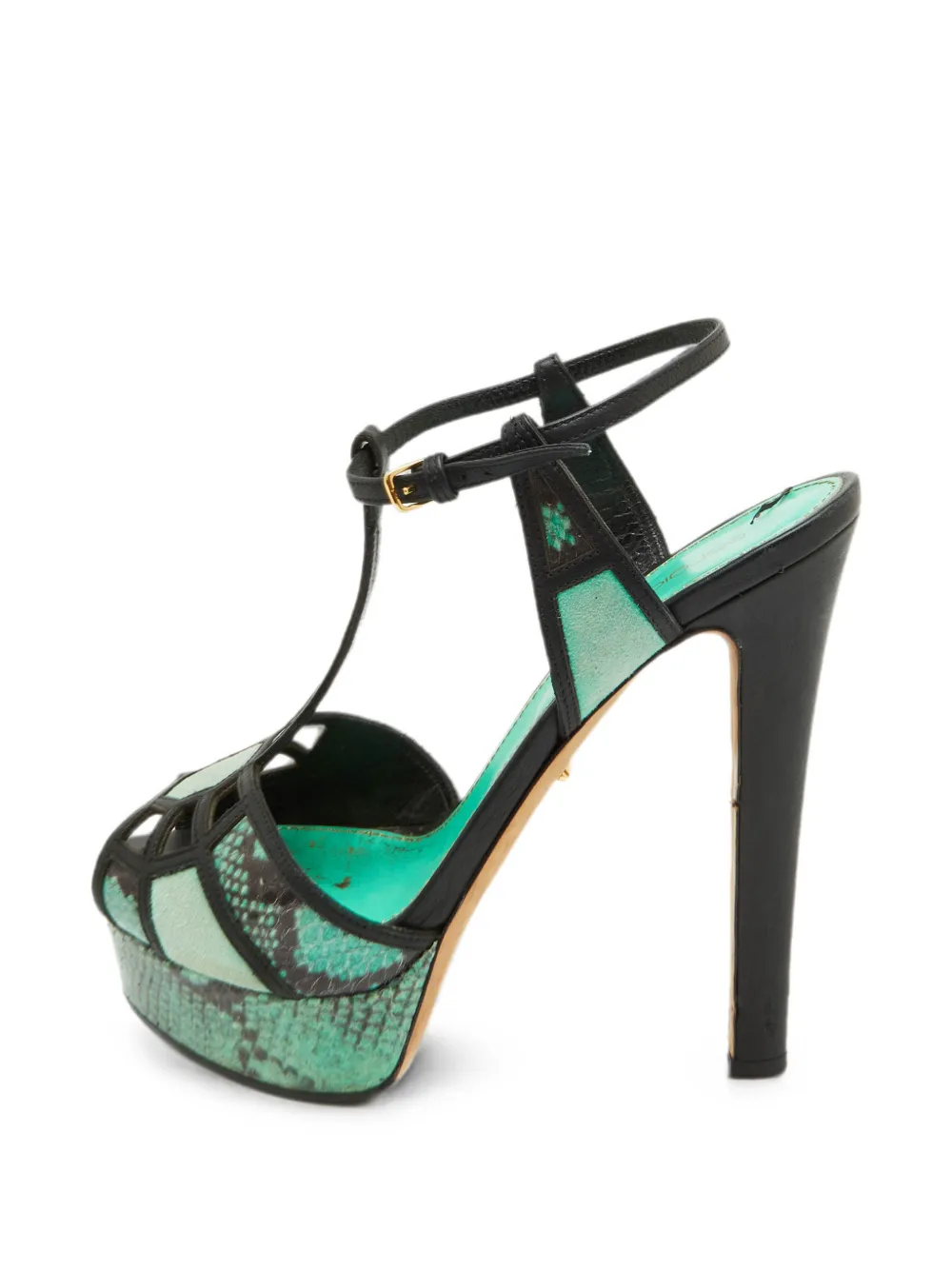 Sergio Rossi Vintage snakeskin-effect platform sandals - Grün