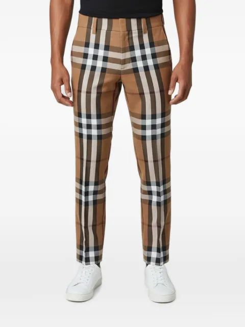 Burberry Pre-Owned check print slim-fit wool trousers