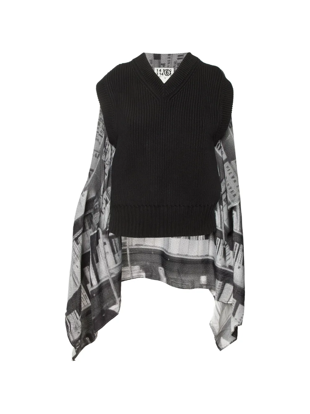 Maison Martin Margiela Pre-Owned ribbed-knit cape-style vest - Nero
