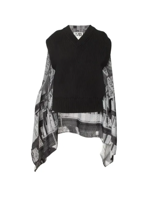 Maison Martin Margiela Pre-Owned chaleco tejido de canalé estilo capa