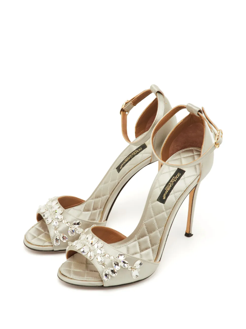 Dolce & Gabbana Pre-Owned Sandali con cinturino alla caviglia e cristalli - Argento