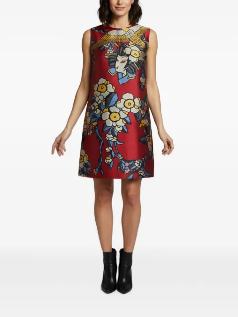 DSQUARED2 Geisha and crane motif jacquard shift mini dress