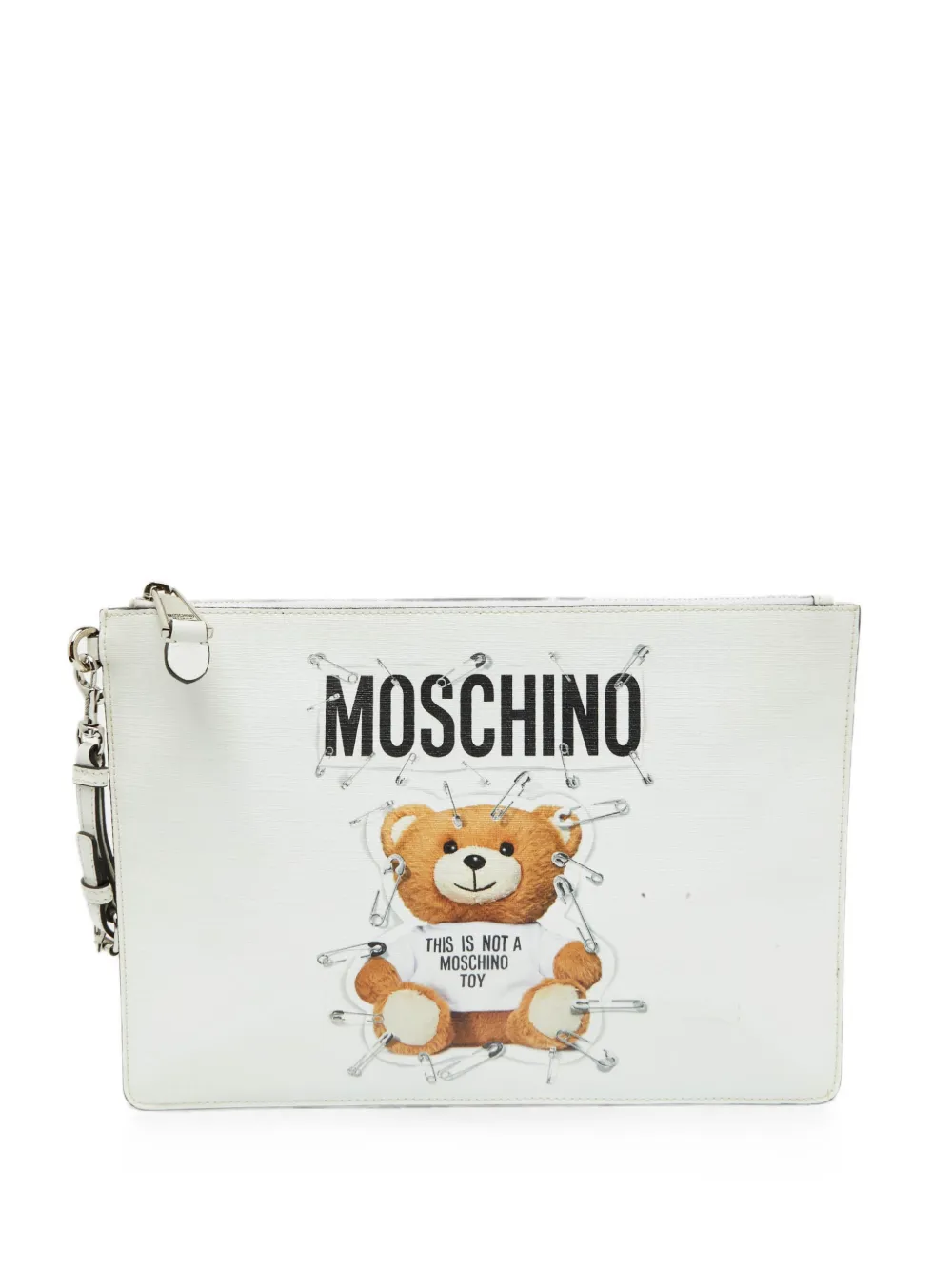 Pre-owned Moschino This Is Not A  Toy Wristlet Clutch Bag In White