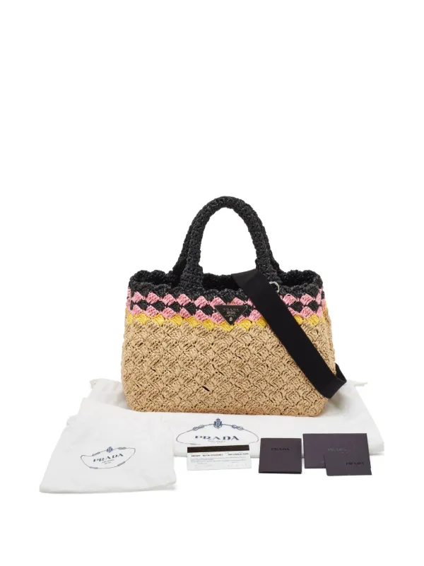 Prada Pre-Owned Canapa Crochet Tote Bag | Neutrals | FARFETCH JO