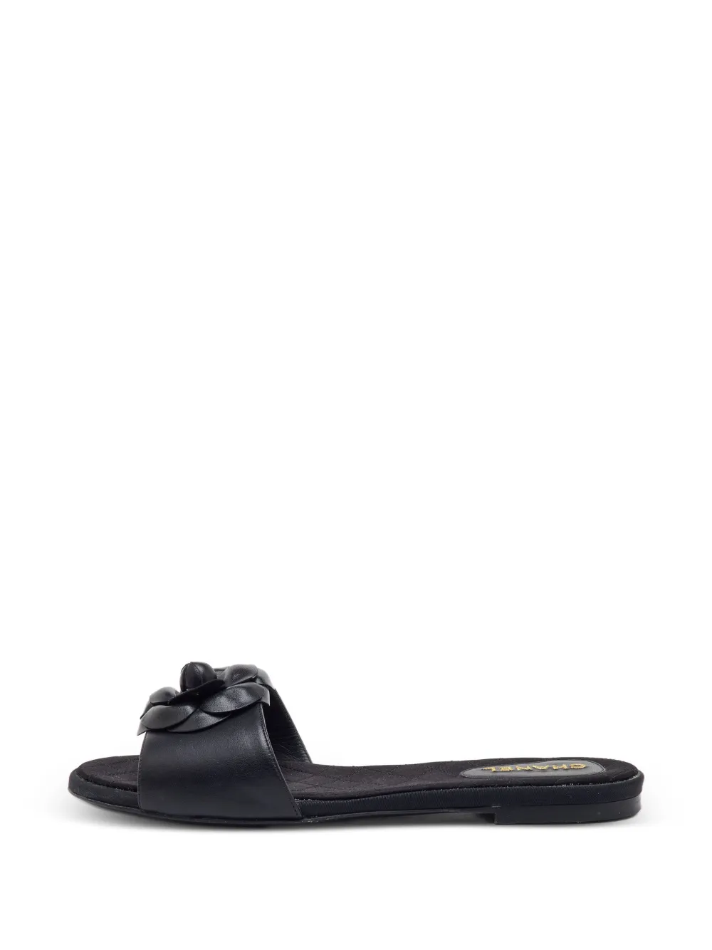 CHANEL Pre-Owned Flache CC Camellia Sandalen - Schwarz