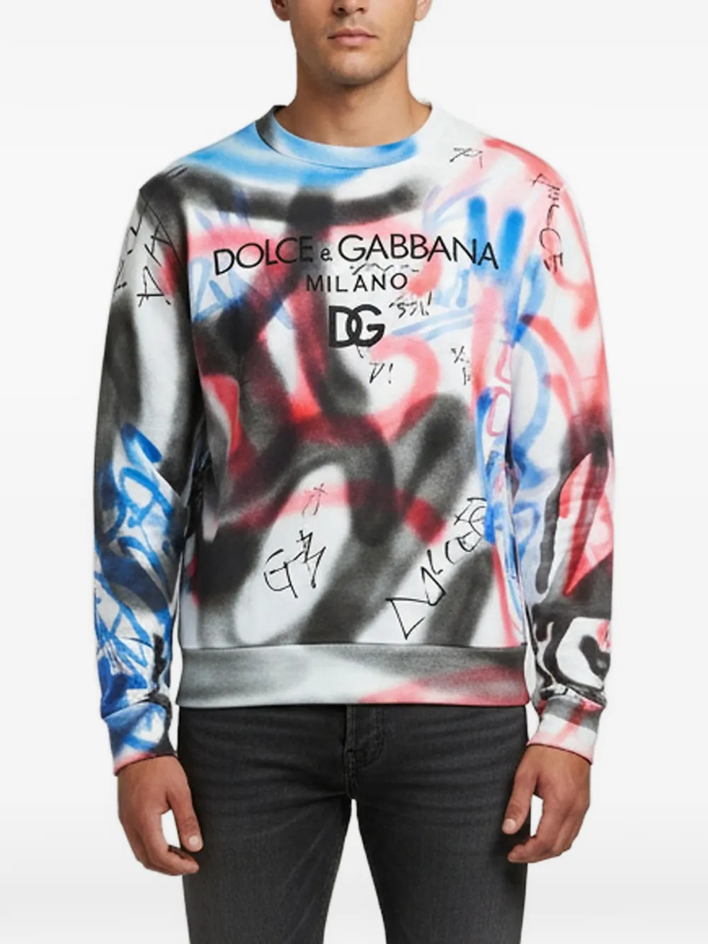 Dolce & Gabbana Pre-Owned graffiti-print jersey sweatshirt - Bianco