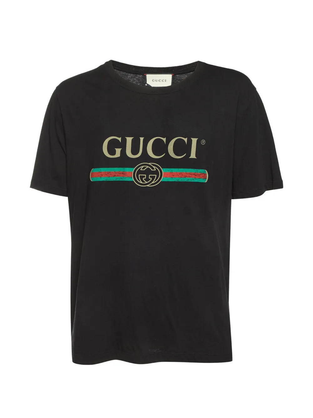Gucci Pre-Owned logo-print distressed T-shirt - Nero