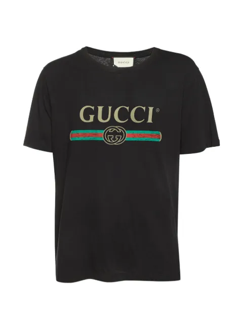 Gucci Pre-Owned logo-print distressed T-shirt