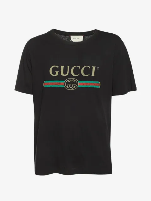 Gucci Pre-Owned logo-print distressed T-shirt