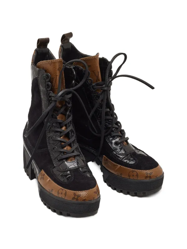 Louis Vuitton モノグラム ブーツ Louis Vuitton Pre-Owned Laureate Monogram Combat Boots | Black