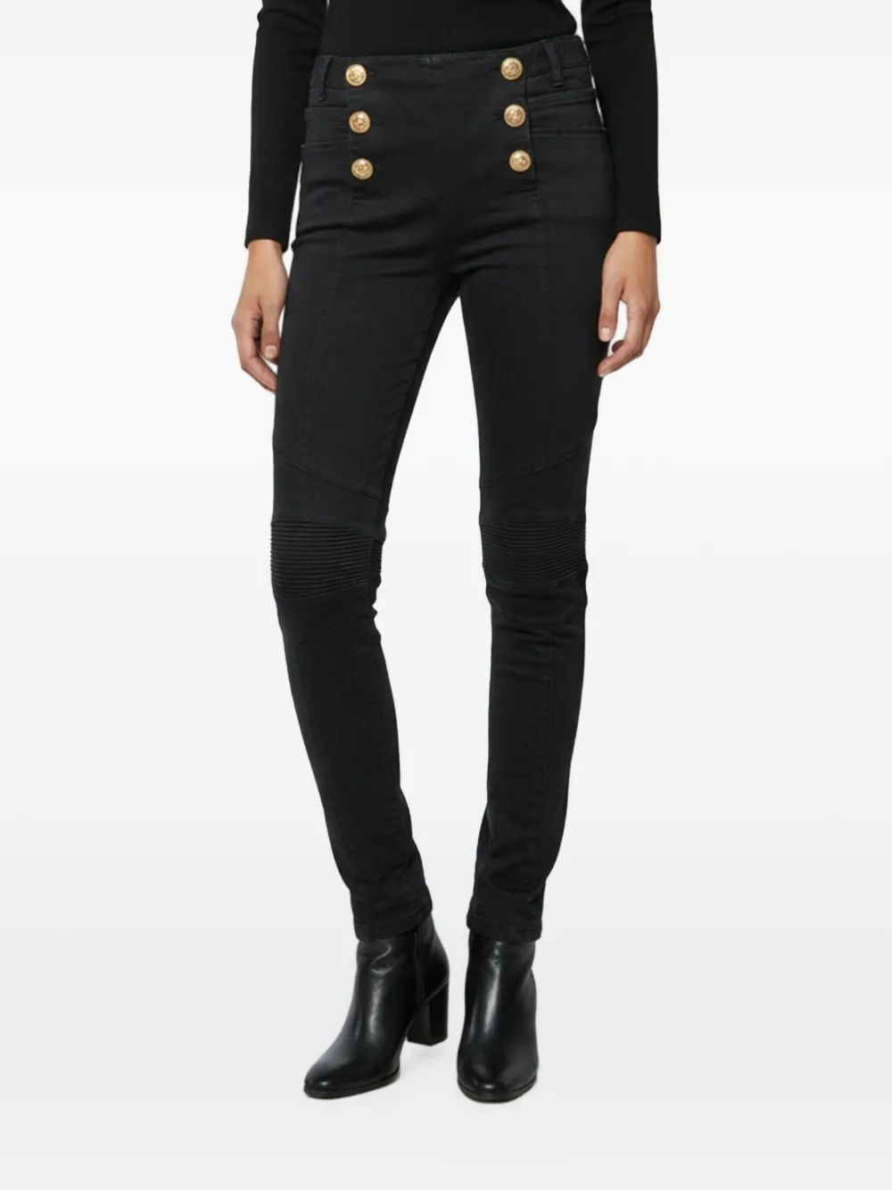 Pre-owned Balmain Distressed Skinny Jeans In Black