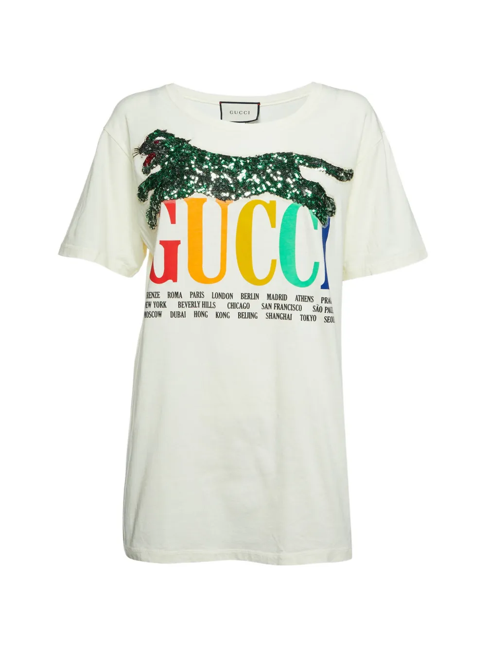 Gucci Pre-Owned sequin-tiger logo-print T-shirt - Toni neutri