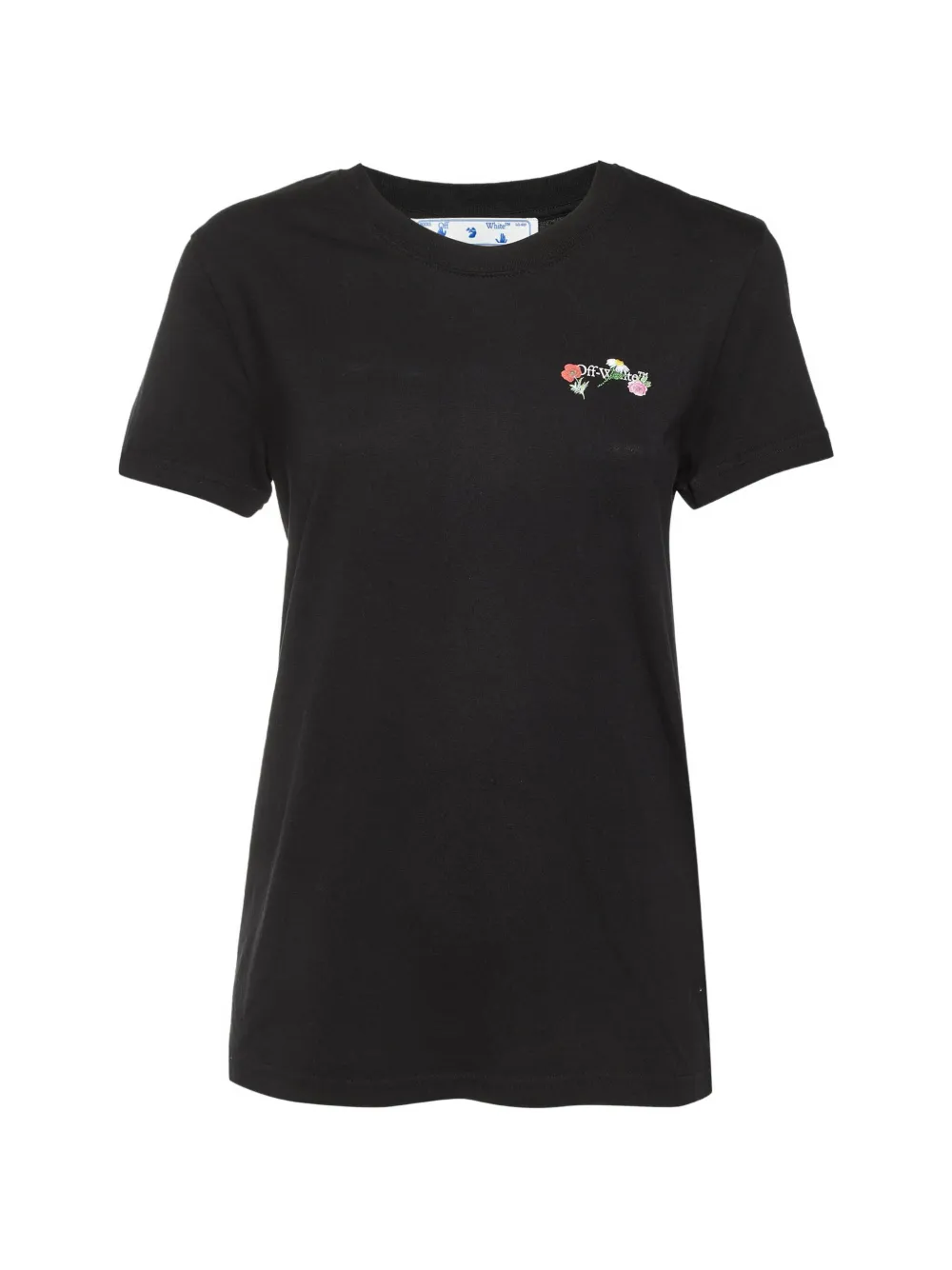 Off-White Pre-Owned Arrow floral-embroidered T-shirt - Nero