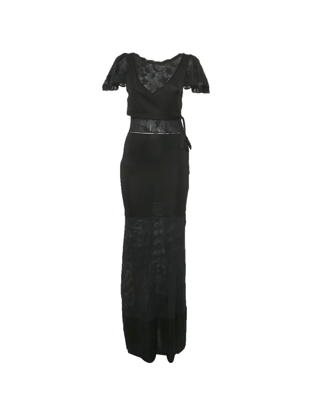 CHANEL Pre-Owned Abito lungo con dettaglio in pizzo - Nero