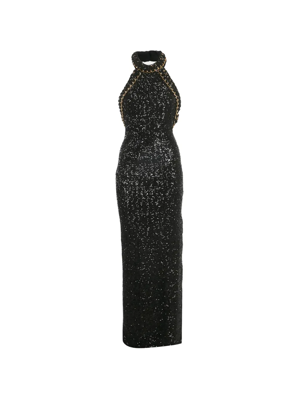 Balmain Pre-Owned sequin chain-detail maxi dress - Nero