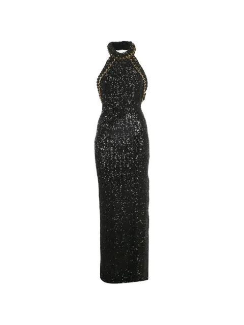 Balmain Pre-Owned robe longue à sequins et détail de chaîne