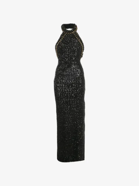 Balmain Pre-Owned sequin chain-detail maxi dress
