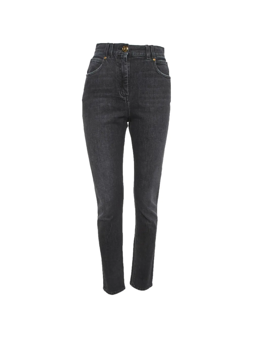 Pre-owned Balmain Faded-wash Skinny Jeans In Black
