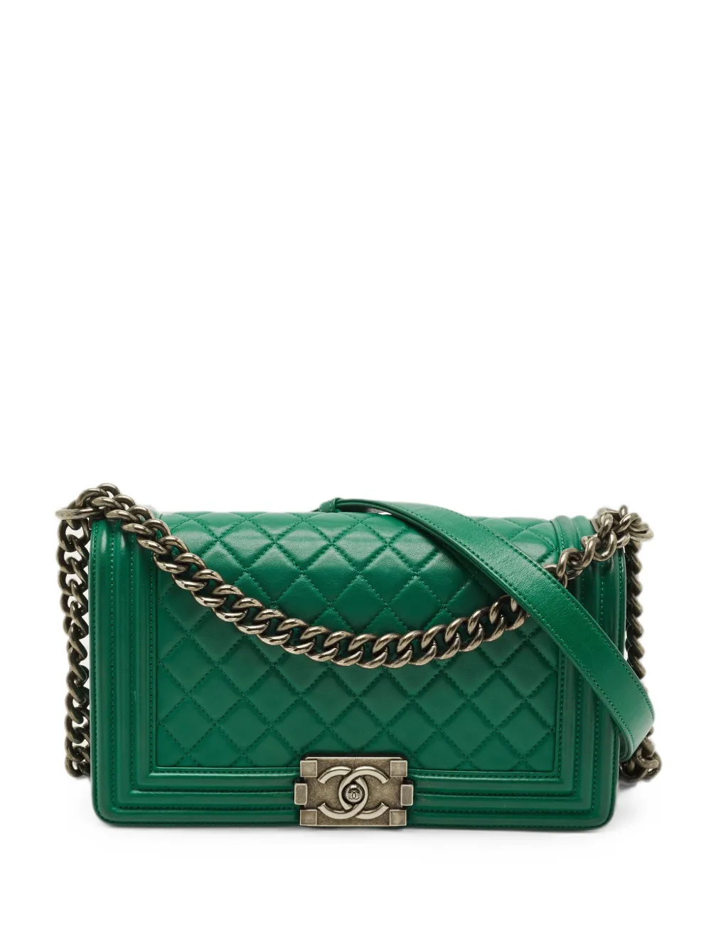 CHANEL Pre-Owned 2016-2017 Boy quilted shoulder bag - Verde