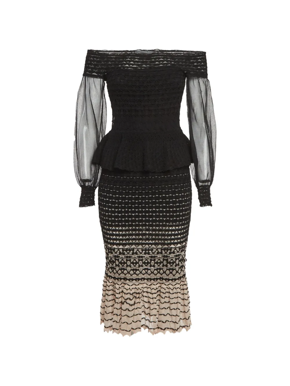 Alexander McQueen Pre-Owned off-shoulder peplum midi dress - Black
