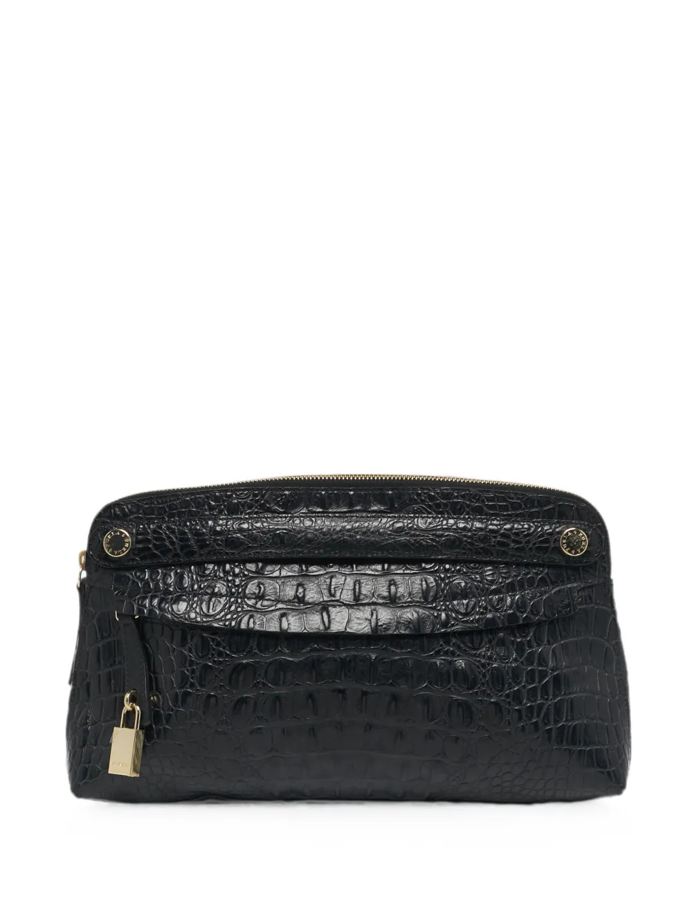 Furla croc-embossed leather clutch bag - Nero