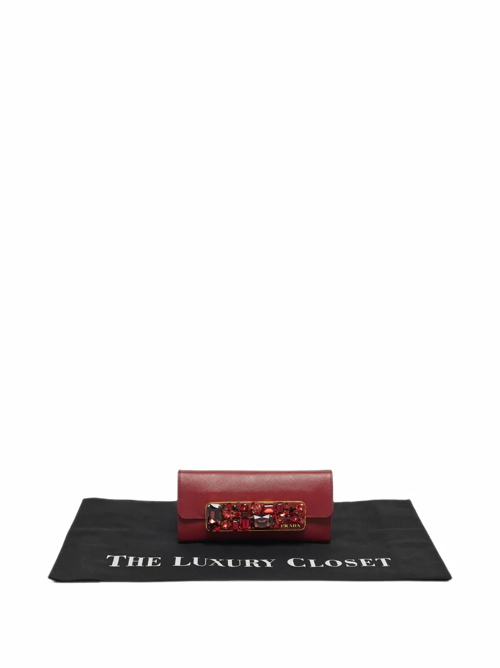 Prada Pre-Owned Continental crystal-embellished flap wallet - Rosso