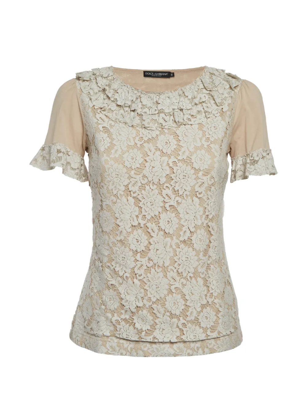 Dolce & Gabbana Pre-Owned lace-panel ruffled top - Toni neutri