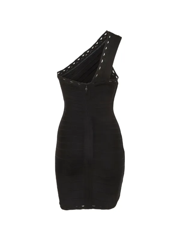 herve leger bandage dress black THE METALLIC GABRIELLA length hem Herve Leger Women's Striped Tulle
