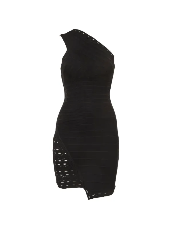 herve leger black mini dress Hervé Léger Pre-Owned one-shoulder Bandage | boohoo Women's Long Sleeve Concealed back zip closure November 23' Size:13 US Women (10 AU/UK)