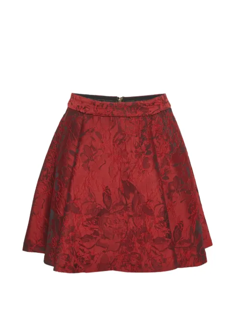 alice + olivia floral-jacquard flared mini skirt
