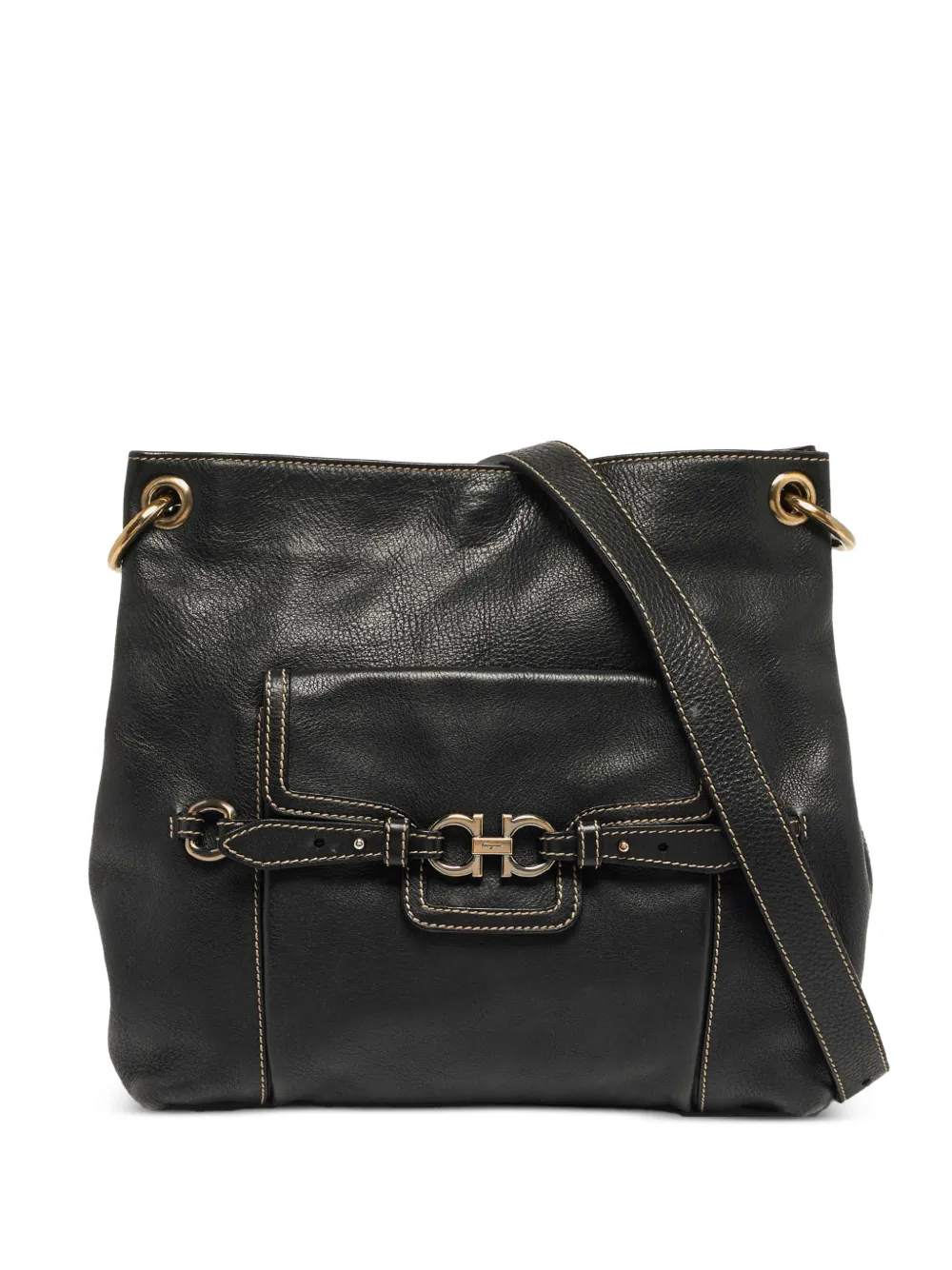 Ferragamo Pre-Owned Gancini leather shoulder bag - Nero