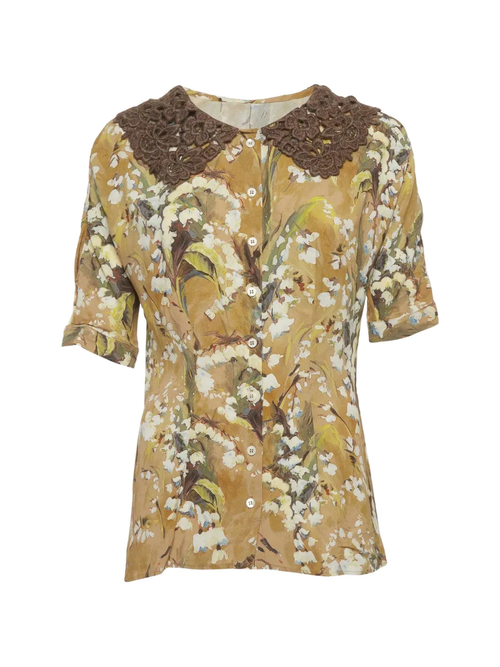 Dolce & Gabbana Pre-Owned floral-print lace collar shirt - Toni neutri